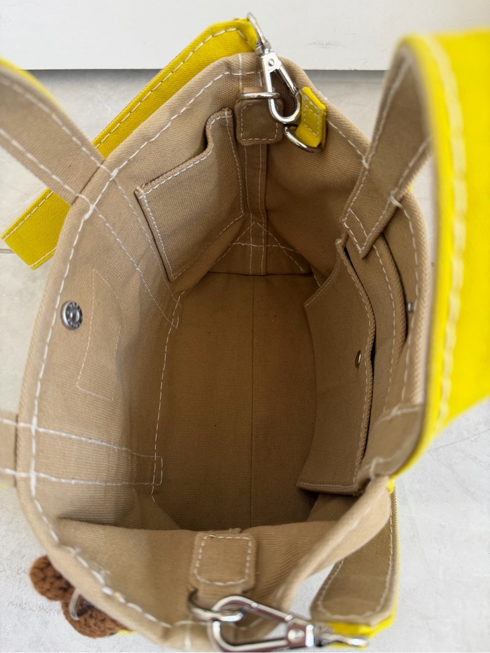 Merci - Candide shopping bag in canvas - Yellow Small with Keychain - Picture 8 of 8